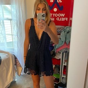 Navy detailed romper!